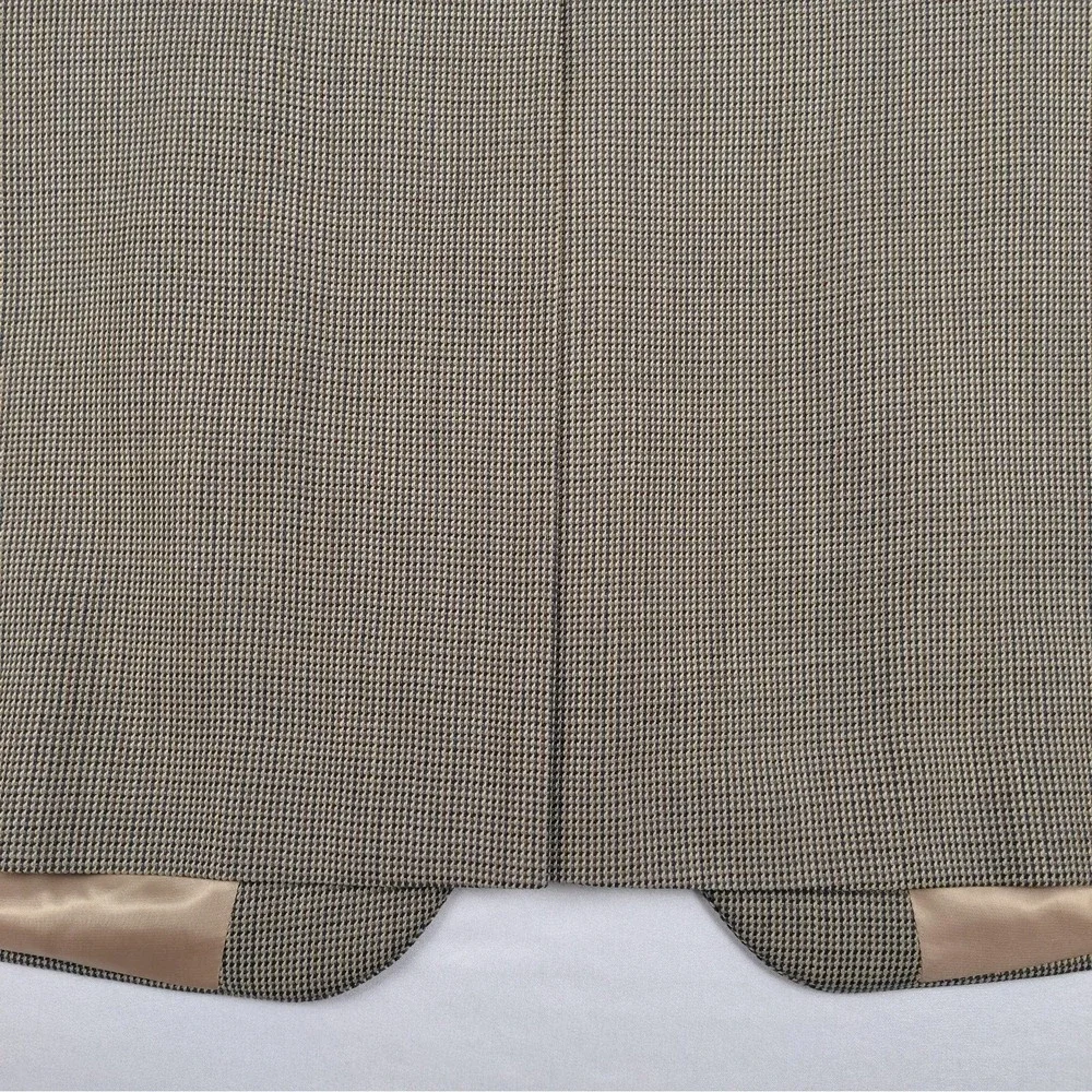 Chaps Sport Coat Mens 44L Brown Tan Check 100% Wool Two Button Blazer Jacket